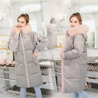 2024. Zimski puhasti pamučni kaput Ženska parka Debela jakna s velikim krznenim ovratnikom Široka zlatna baršunasta jakna Gornja odjeća