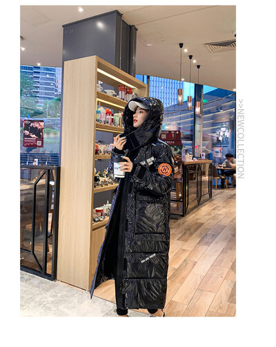 2024 Jachetă Parka pentru femei de iarnă, caldă, groasă, lungă, din bumbac, pardesiu supradimensionat, cu glugă, cu buzunar lucios