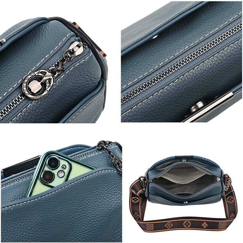 Γυναικείες τσάντες από γνήσιο δέρμα Luxury Designer 3 στρωμάτων Τσάντες χιαστί ώμου από δέρμα αγελάδας Γυναικείες τσάντες Messenger μεγάλης χωρητικότητας