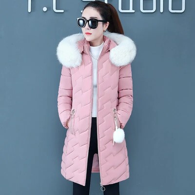 Βαμβακερό πουπουλένιο γυναικείο παλτό Χειμώνας 2022 Νέα χοντρή κουκούλα με γούνινο γιακά Ζεστό γυναικείο τζάκετ Μακρύ casual μόδα Πάρκα με όλα τα ταιριαστά