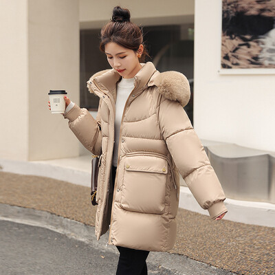 Novi ženski zimski kaput 2023. Ženska jakna s ovratnikom od umjetnog krzna Srednje duga gornja odjeća Topla pamučna jakna Zimske jakne Ženski kaputi