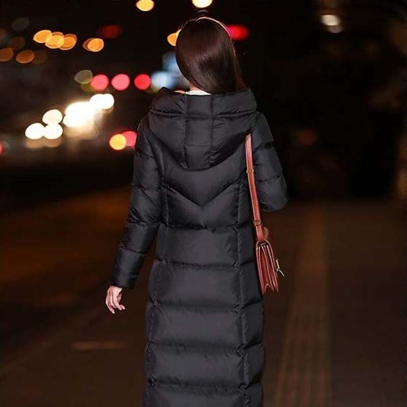 Dugi puhasti pamučni kaputi Crne ženske zimske puferice Elegantni kaput s kapuljačom Ženska starinska ulična odjeća Podstavljene deblje tople ležerne parke