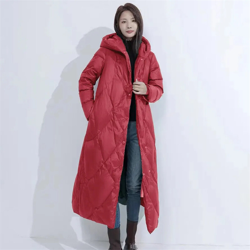 Nova puhasta jakna za 2024. Ženske tople zimske parke s kapuljačom, dugi, debeli pamučno podstavljeni kaput otporan na vjetar Ležerna široka odjeća za snijeg
