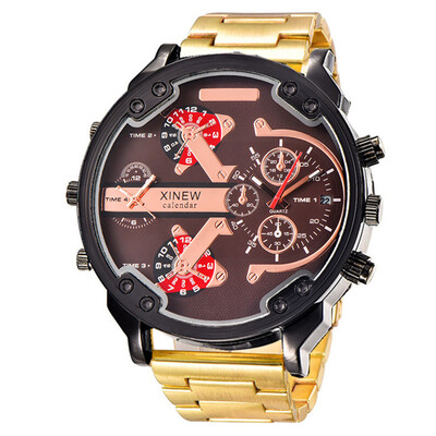 5,6 cm Veliko lice Poznata marka DZ Dizajnerski satovi Muška moda Ležerna traka od legure Golden Date Kvarcni sat Montres de Marque de Luxe