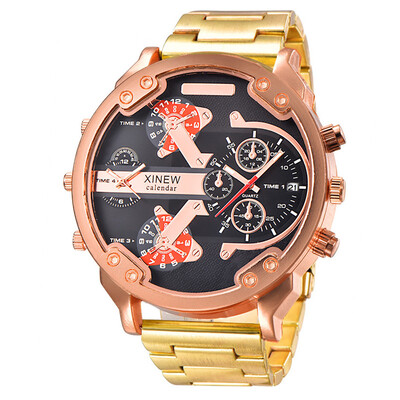 5,6 cm Veliko lice Poznata marka DZ Dizajnerski satovi Muška moda Ležerna traka od legure Golden Date Kvarcni sat Montres de Marque de Luxe