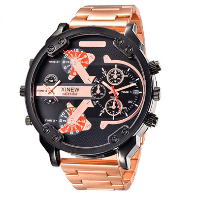 5,6 cm Veliko lice Poznata marka DZ Dizajnerski satovi Muška moda Ležerna traka od legure Golden Date Kvarcni sat Montres de Marque de Luxe