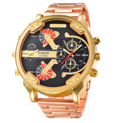 5,6 cm Veliko lice Poznata marka DZ Dizajnerski satovi Muška moda Ležerna traka od legure Golden Date Kvarcni sat Montres de Marque de Luxe