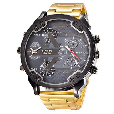 5,6 cm Veliko lice Poznata marka DZ Dizajnerski satovi Muška moda Ležerna traka od legure Golden Date Kvarcni sat Montres de Marque de Luxe