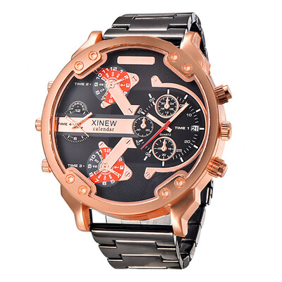 5,6 cm Veliko lice Poznata marka DZ Dizajnerski satovi Muška moda Ležerna traka od legure Golden Date Kvarcni sat Montres de Marque de Luxe