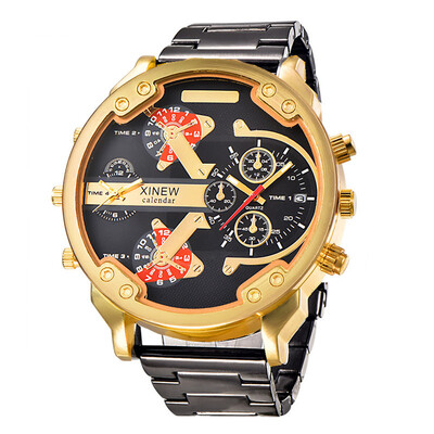 5,6 cm Veliko lice Poznata marka DZ Dizajnerski satovi Muška moda Ležerna traka od legure Golden Date Kvarcni sat Montres de Marque de Luxe