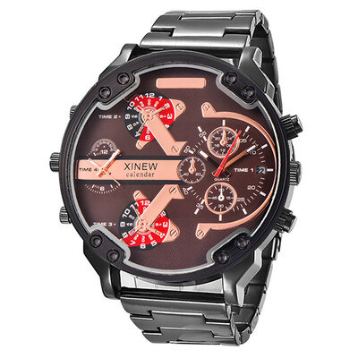 5,6 cm Veliko lice Poznata marka DZ Dizajnerski satovi Muška moda Ležerna traka od legure Golden Date Kvarcni sat Montres de Marque de Luxe