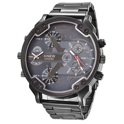 5,6 cm Veliko lice Poznata marka DZ Dizajnerski satovi Muška moda Ležerna traka od legure Golden Date Kvarcni sat Montres de Marque de Luxe