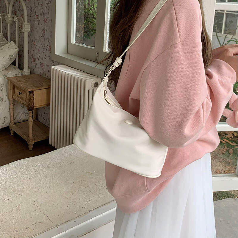 Kpop Vodootporna najlonska torba ispod pazuha za žensku torbicu, mala, ležerna, lagana, ženska torba na rame preko ramena torbice bolsa feminina roza