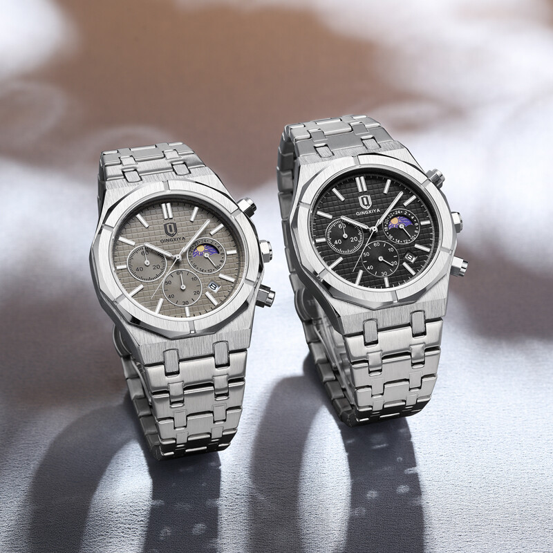 QINGXIYA brend luksuzni kvarcni sat za muškarce od nehrđajućeg čelika, vodootporan, svjetleći datum, modni muški kronografski satovi