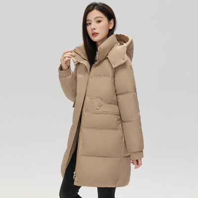 Téli Női Ruházat Középhosszú Parkák Meleg Vastag Pufferkabát Pamutkabát Hosszú ujjú Hidegkabát Zseb Szélálló Felsőruházat