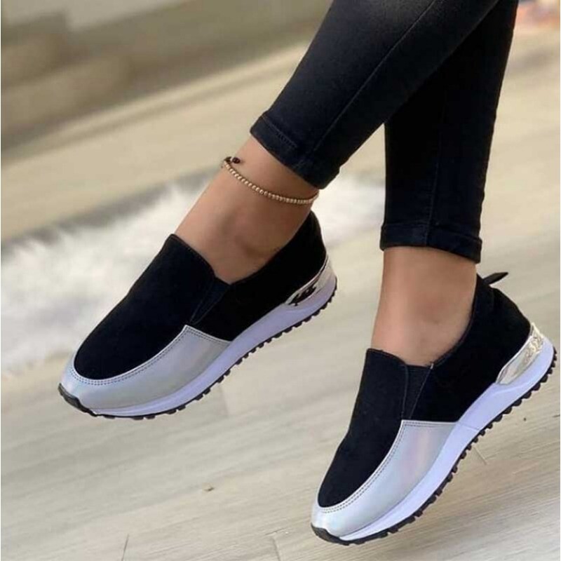 Uued naiste ühekordsed kingad ümmarguse peaga lameda värvi kombinatsiooni suure suurusega jalapüksid vabaaja kingad, naiste kingad Zapatos Mujer