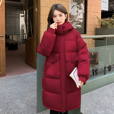 Zimska nova topla debela parka Gornja odjeća Snowwear Jakna Široki pamučno podstavljeni kaput s kapuljačom Srednje dugačak kaput Ženska pamučna donja jakna