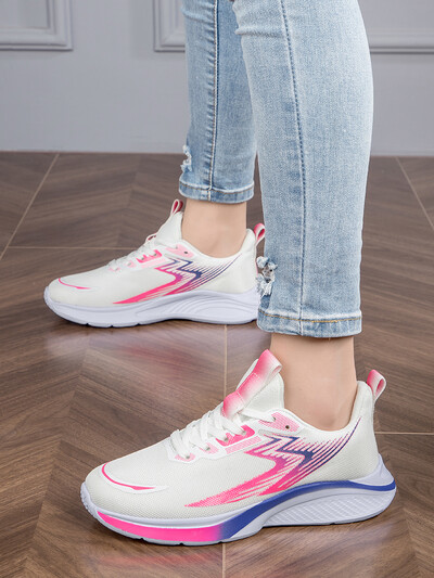 Нови дишащи спортни обувки, мрежесто горнище, ежедневни, леки, абсорбиращи ударите дамски обувки против хлъзгане, мрежести обувки с мека подметка