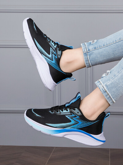 Нови дишащи спортни обувки, мрежесто горнище, ежедневни, леки, абсорбиращи ударите дамски обувки против хлъзгане, мрежести обувки с мека подметка