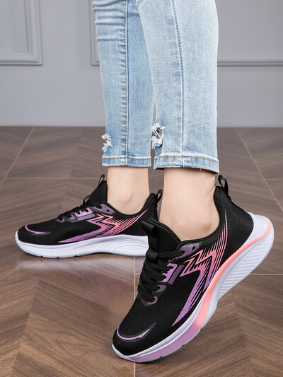 Нови дишащи спортни обувки, мрежесто горнище, ежедневни, леки, абсорбиращи ударите дамски обувки против хлъзгане, мрежести обувки с мека подметка