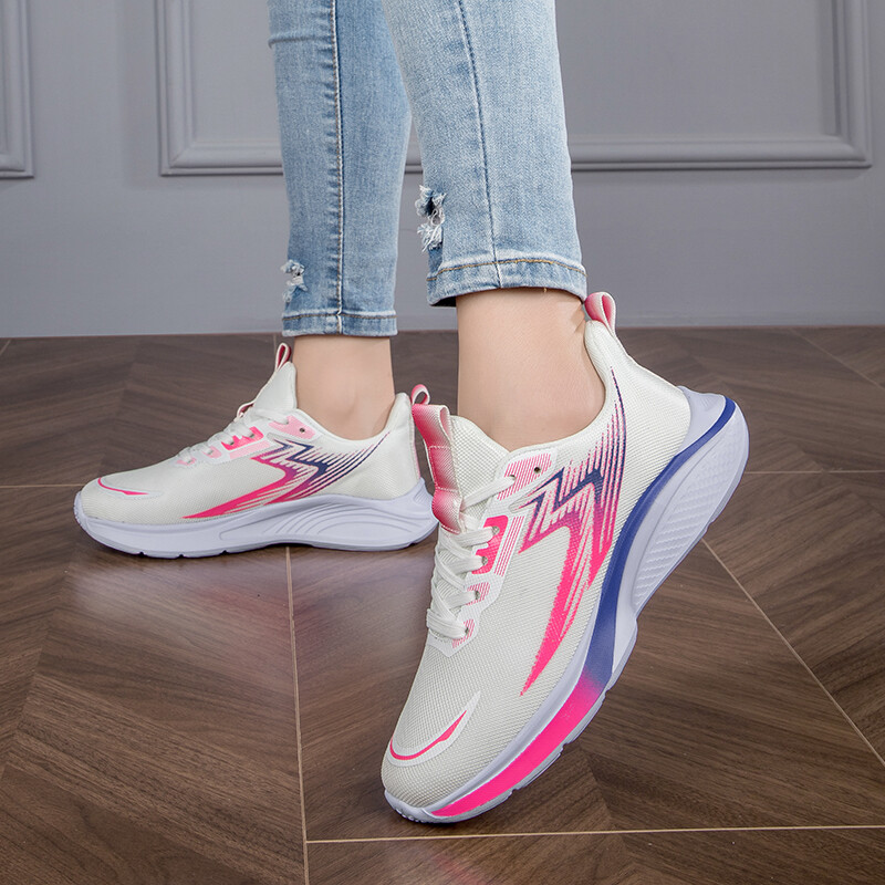 Нови дишащи спортни обувки, мрежесто горнище, ежедневни, леки, абсорбиращи ударите дамски обувки против хлъзгане, мрежести обувки с мека подметка