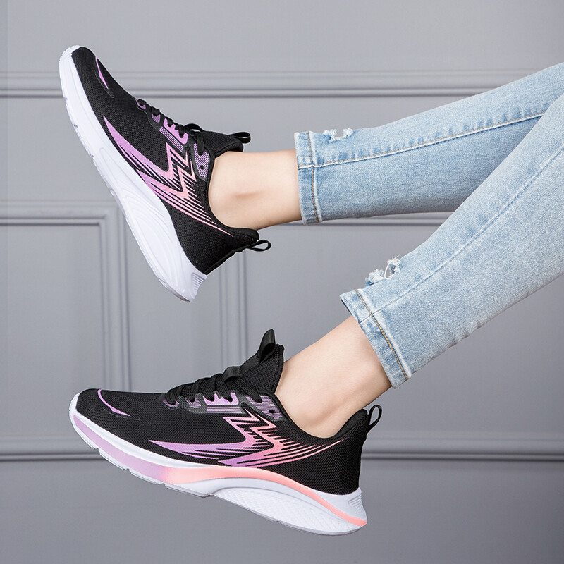 Нови дишащи спортни обувки, мрежесто горнище, ежедневни, леки, абсорбиращи ударите дамски обувки против хлъзгане, мрежести обувки с мека подметка
