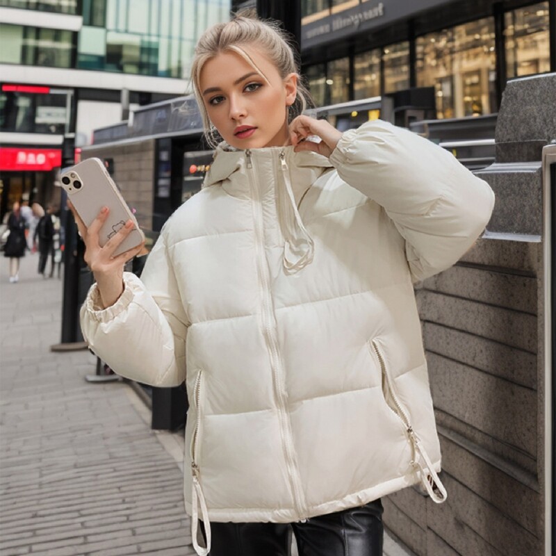Ženska podstavljena jakna 2024. Zimska novost, deblja topla pamučna jakna s kapuljačom Ženska jakna s patentnim zatvaračem čiste boje Ženska odjeća
