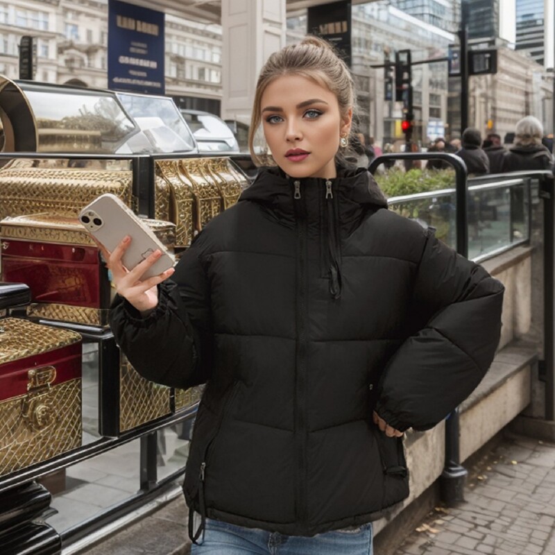 Ženska podstavljena jakna 2024. Zimska novost, deblja topla pamučna jakna s kapuljačom Ženska jakna s patentnim zatvaračem čiste boje Ženska odjeća