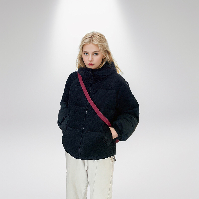 Tanak kratki topli kaput s kapuljačom Ženska gornja odjeća 2024. Nova zimska ženska ležerna pamučna jakna s kapuljačom Ženske gornje jakne čiste boje