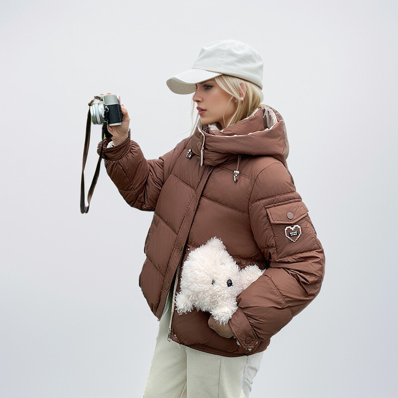 Ženska pamučna jakna 2024 Nova zimska ženska uska kratka topla jakna s kapuljačom Ženska gornja odjeća Ženske čiste boje Ležerne gornje jakne