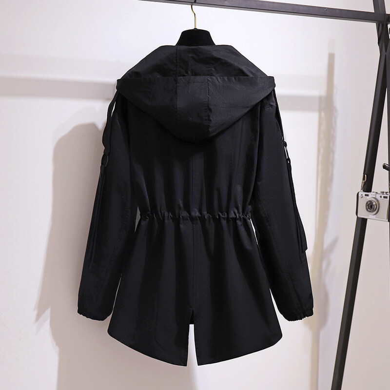 Големи размери Дамски тренчкот пролет есен с дълъг качулка Бюст 157 см 3XL 4XL 5XL 7XL 10XL Свободно ежедневно яке 150 кг