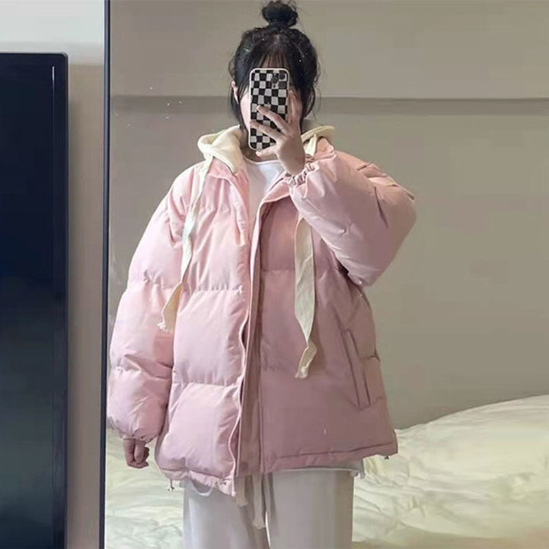 Parke 2024, nova modna zimska pufer jakna, topla ženska jakna s kapuljačom, pamučni kaput velikih veličina, ležerna ženska jakna, debela djevojka s pismom