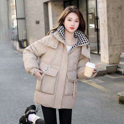 Pamučna jakna Ženska raglan rukava srednje dužine Topli kaput Zimska pufer jakna 2023. Parke s kapuljačom Gornja odjeća Kaput velikih veličina