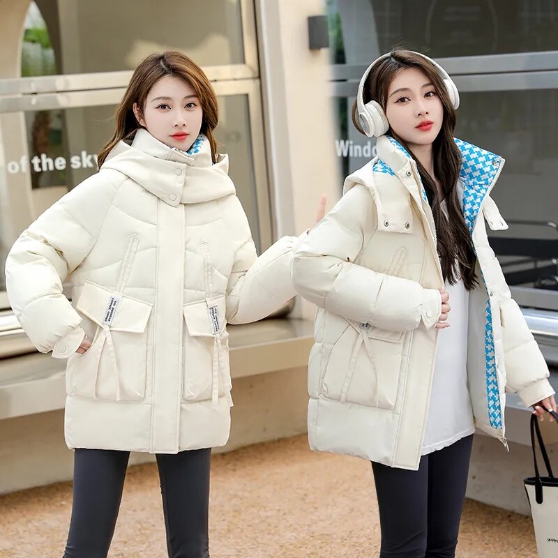 Pamučna jakna Ženska raglan rukava srednje dužine Topli kaput Zimska pufer jakna 2023. Parke s kapuljačom Gornja odjeća Kaput velikih veličina