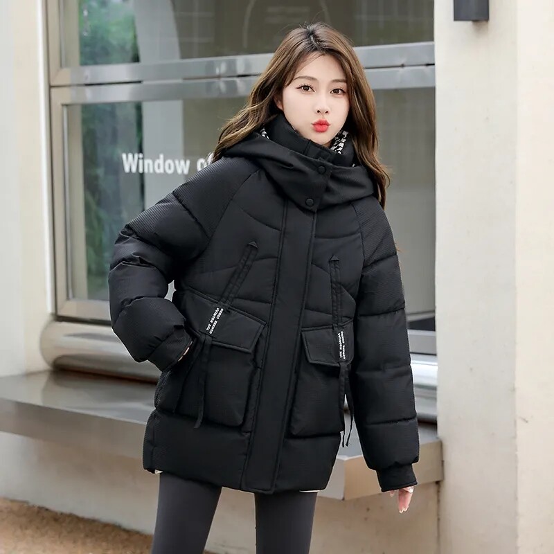 Pamučna jakna Ženska raglan rukava srednje dužine Topli kaput Zimska pufer jakna 2023. Parke s kapuljačom Gornja odjeća Kaput velikih veličina