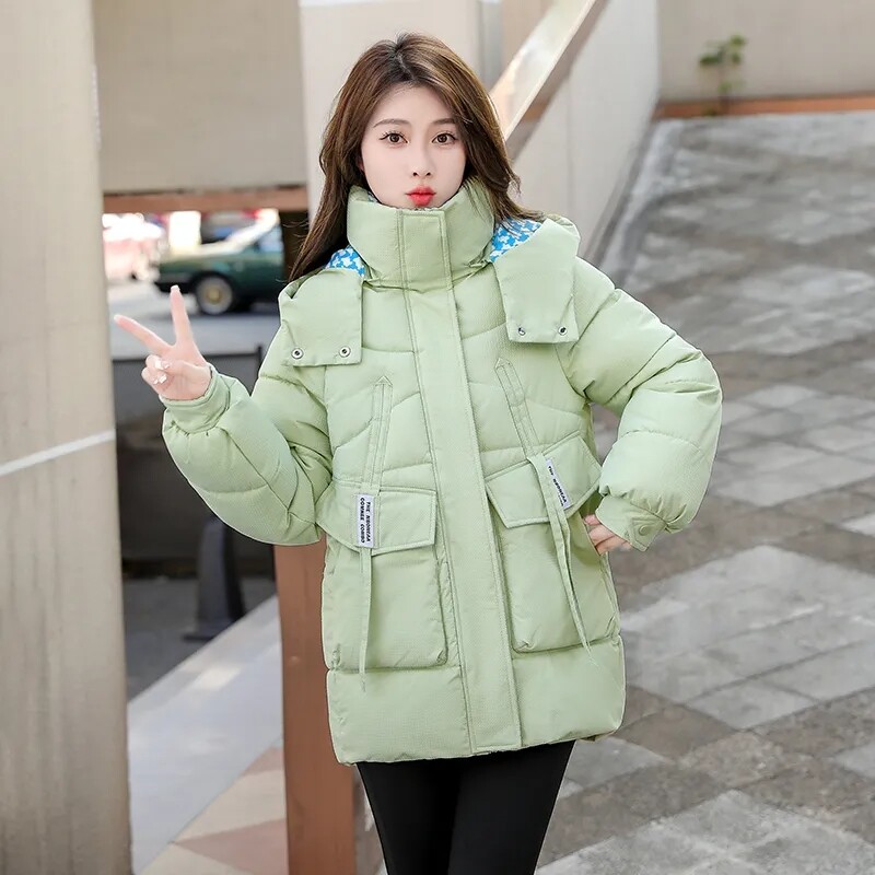 Pamučna jakna Ženska raglan rukava srednje dužine Topli kaput Zimska pufer jakna 2023. Parke s kapuljačom Gornja odjeća Kaput velikih veličina