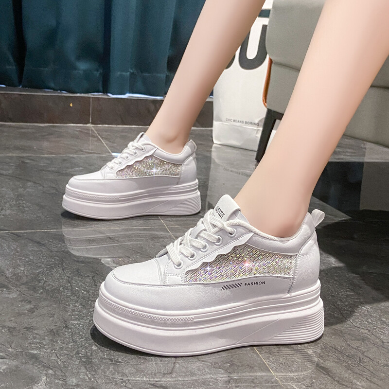 Bling Crystal zdepaste tenisice s platformom Ženske prozračne vulkanizirane cipele s debelim dnom Ženske ljetne mrežaste cipele za hodanje