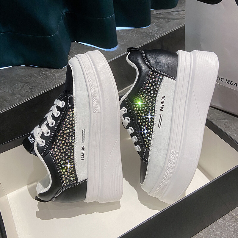 Bling Crystal zdepaste tenisice s platformom Ženske prozračne vulkanizirane cipele s debelim dnom Ženske ljetne mrežaste cipele za hodanje