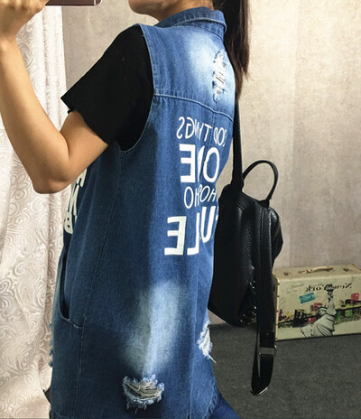 Plus veličina 9XL Jesenska duga ženska traper jakna Kaput s rupama Slovo Oversize Ležerne široke traper jakne Ženska vanjska odjeća Vjetrovka