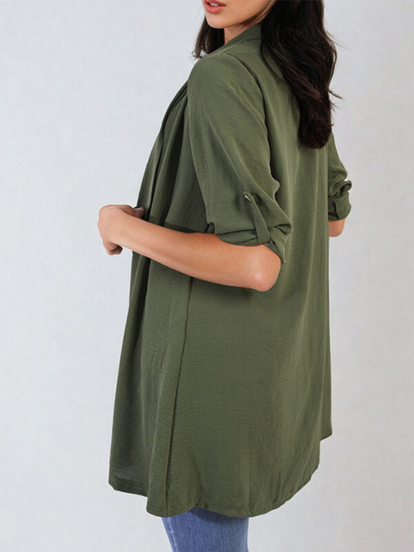 Otvoreni prednji kaput sa zavrnutim rukavima Kardigan Gornja ženska jakna