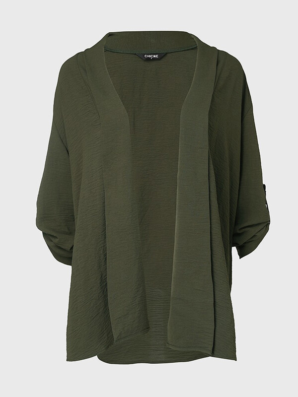 Otvoreni prednji kaput sa zavrnutim rukavima Kardigan Gornja ženska jakna