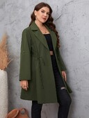 Jesen 2022. Ležerni ženski kaput veće veličine 9XL 8XL 7XL Modni temperament Jednostavan vjetrobranski odijelo Ovratnik na vezanje Dugi jednobojni kaput