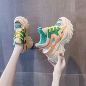 Nove ženske tenisice iz 2023. Proljetne šljokice Ležerne ženske cipele s visokom potpeticom na petu Pletene ženske vulkanizirane cipele