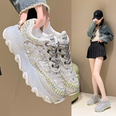 Ženske tenisice s platformom Jesen 2023. Ležerne sportske tenisice sa šljokicama na vezivanje Ženske cipele za trčanje Ženske prozračne cipele Zapatos Mujer