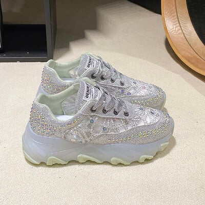 Ženske tenisice s platformom Jesen 2023. Ležerne sportske tenisice sa šljokicama na vezivanje Ženske cipele za trčanje Ženske prozračne cipele Zapatos Mujer