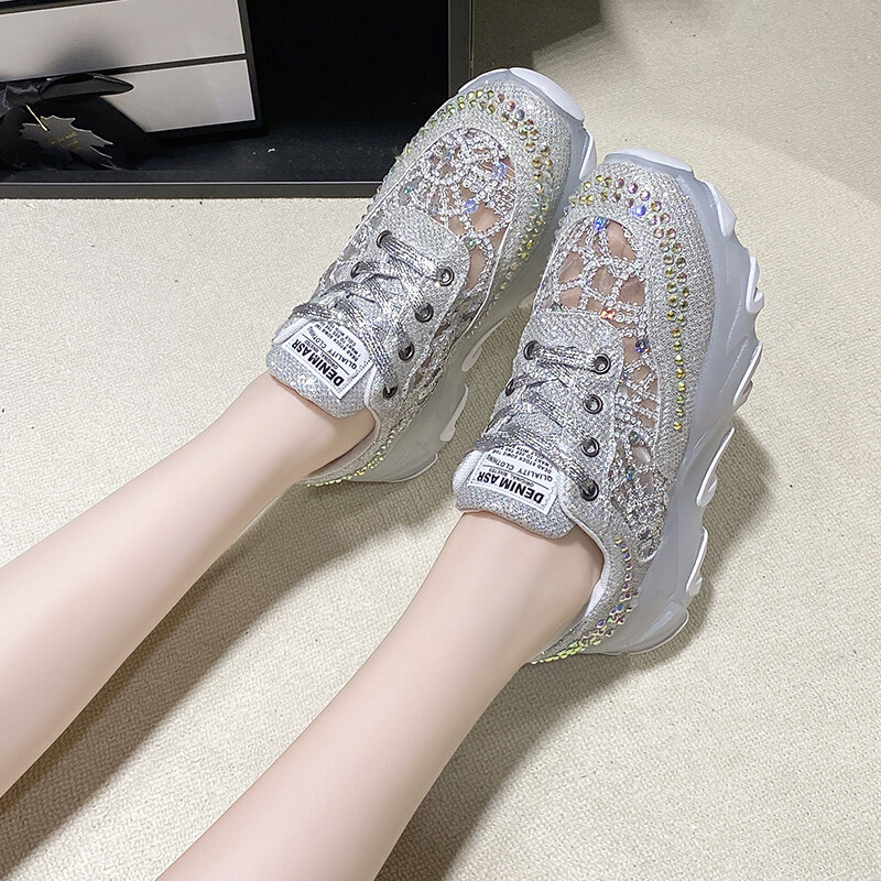 Ženske tenisice s platformom Jesen 2023. Ležerne sportske tenisice sa šljokicama na vezivanje Ženske cipele za trčanje Ženske prozračne cipele Zapatos Mujer