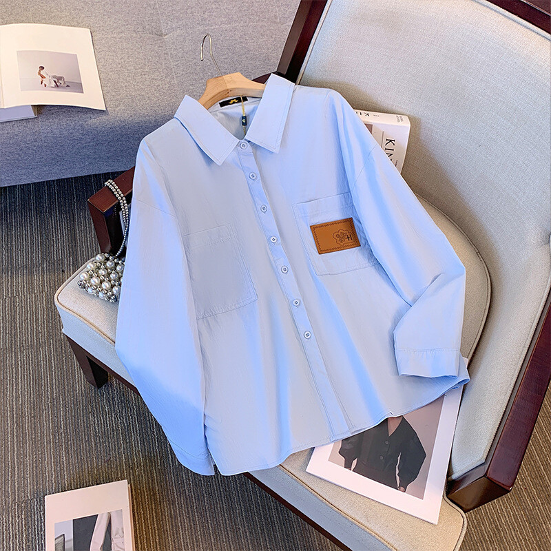 150 Kg Žensko grudi veće veličine 162 Proljeće ljeto Polo majica dugih rukava BT Hong Kong Style Slim Top Plava 6XL 7XL 8XL 9XL 10XL