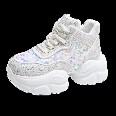 Luksuzne dizajnerske cipele za žene Tenisice s platformom Ženske cipele sa šljokicama i dijamantima za sportove na otvorenom, hodanje Bona Krossovki Ženskie