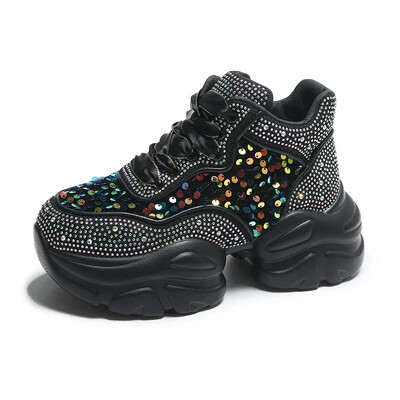 Luksuzne dizajnerske cipele za žene Tenisice s platformom Ženske cipele sa šljokicama i dijamantima za sportove na otvorenom, hodanje Bona Krossovki Ženskie