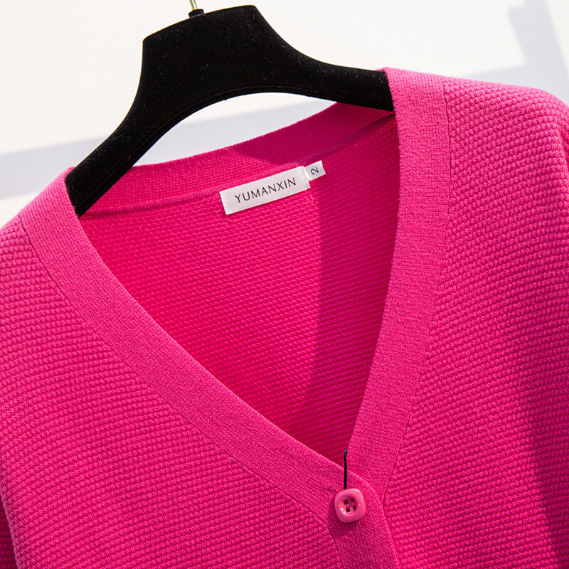 170Kg Žensko poprsje veće veličine 160 Proljeće Jesen Opušteni džemper s V-izrezom Pleteni kaput Crna ruža 5XL 6XL 7XL 8XL 9XL 10XL